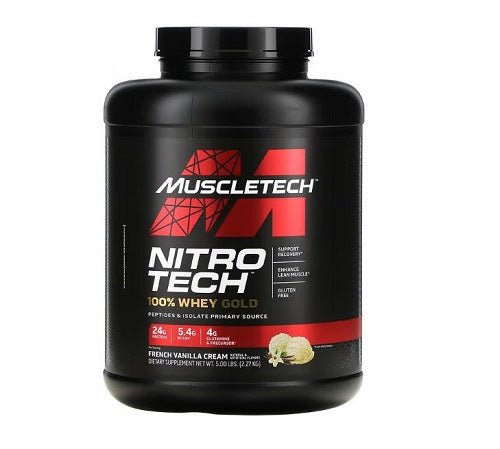 MUSCLETECH NITRO TECH 100% WHEY GOLD 5LB - Bay Supplements - Protein powder - French Vanilla Cream - Whey Protein