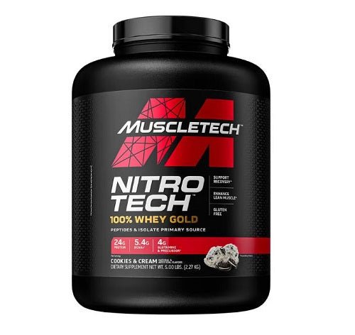MUSCLETECH NITRO TECH 100% WHEY GOLD 5LB - Bay Supplements - Protein powder - Cookies & Cream - Whey Protein