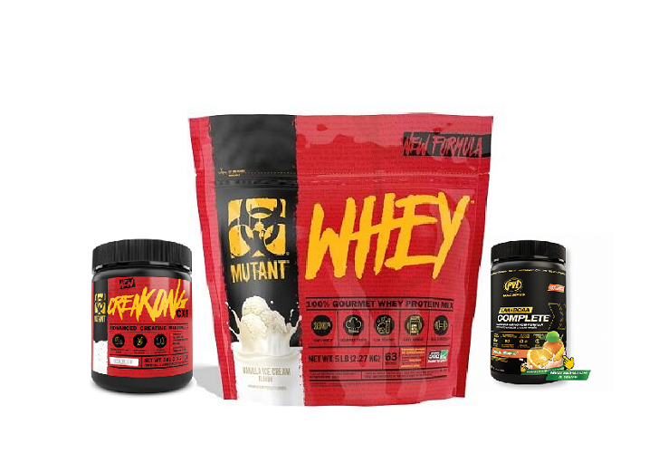 MUTANT WHEY NEW & IMPROVED 5LB + FREE MUTANT CREAKONG CX8 249G + FREE PVL GOLD SERIES EAA+BCAA COMPLETE 10 SERVES