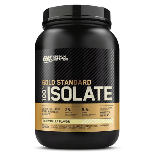 OPTIMUM NUTRITION GOLD STANDARD 100% ISOLATE - 1.58LB - Bay Supplements - Protein Powder - Rich Vanilla - Lactose Free Protein - Whey Isolate Protein
