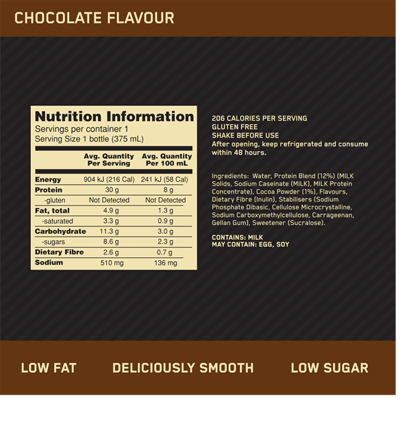 OPTIMUM NUTRITION HIGH PROTEIN SHAKE RTD - SINGLE - Bay Supplements - RTDs - Muscle Growth - rtds - Snacks & RTD's
