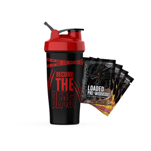 PACK NUTRITION BEAST LOADED SHAKER + 4x LOADED PRE - WORKOUT SAMPLES - Bay Supplements