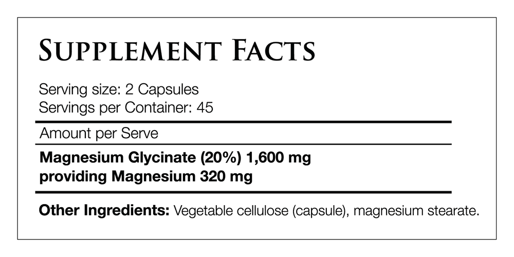 PACK NUTRITION ELEMENTALS MAGNESIUM GLYCINATE 90 CAPSULES - Bay Supplements
