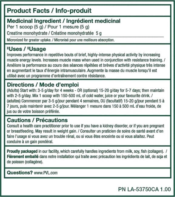 PVL 100% PURE CREATINE 1KG - Bay Supplements - Creatine - Endurance - Muscle Growth