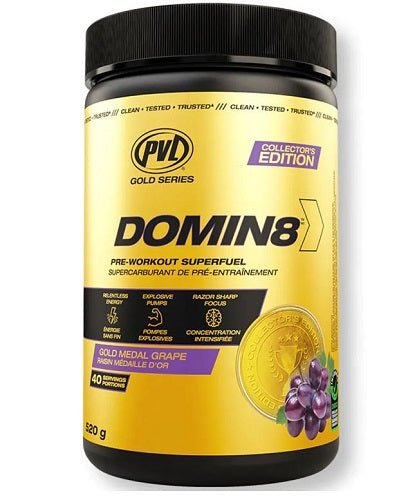 PVL GOLD SERIES DOMIN8 PRE-WORKOUT - Bay Supplements - Pre-workout Limited Edition - Gold Medal Grape - Nootropics