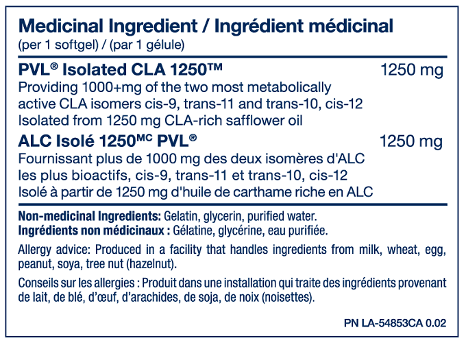 PVL ISOLATED CLA 1250 180CAPS - Bay Supplements - Fat Burner Carnitine & Non Stimulant - Fat Burners