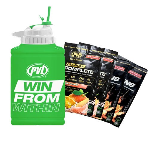 PVL POWER JUG FLIP - N - SIP 1.89L + PVL PRE - WORKOUT & EAA SAMPLES - Bay Supplements