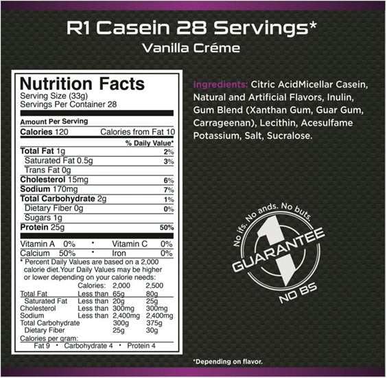 RULE 1 CASEIN PROTEIN 2LB - Bay Supplements - Protein Powder - Casein Protein - Extended Release Protein