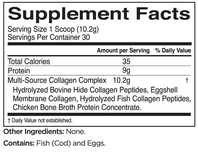RULE 1 MULTI-SOURCE COLLAGEN 25 SERVES UNFLAVOURED - Bay Supplements - Collagen - general health - Skin & Hair Support