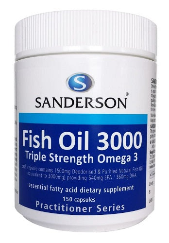 SANDERSON FISH OIL 3000 TRIPLE STRENGTH OMEGA 3 150 CAPSULES