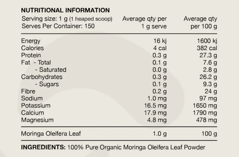 SWITCH NUTRITION 100% PURE ORGANIC MORINGA POWDER - 150 SERVES - Bay Supplements - General Health - Detox & Cleanse - Plant Based