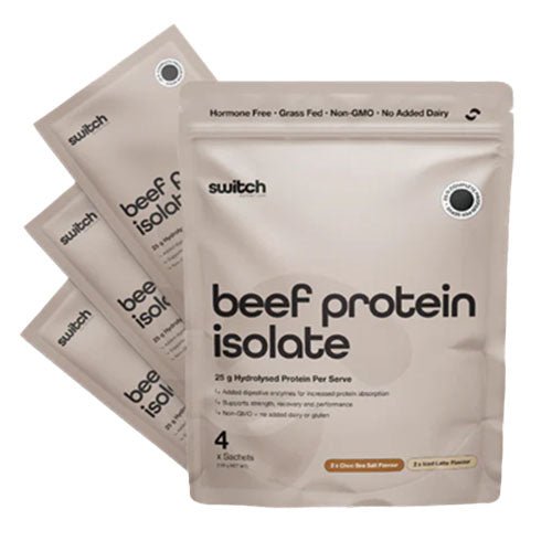 SWITCH NUTRITION BEEF PROTEIN ISOLATE - 4 SERVE POUCH - Bay Supplements - Protein Powder - Beef Isolate Protein - Dairy-Free Protein - Joint Support