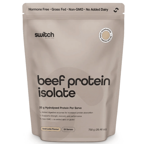 SWITCH NUTRITION BEEF PROTEIN ISOLATE 750G - Bay Supplements - Protein Powder - Iced Latte - Beef Isolate Protein - Dairy-Free Protein