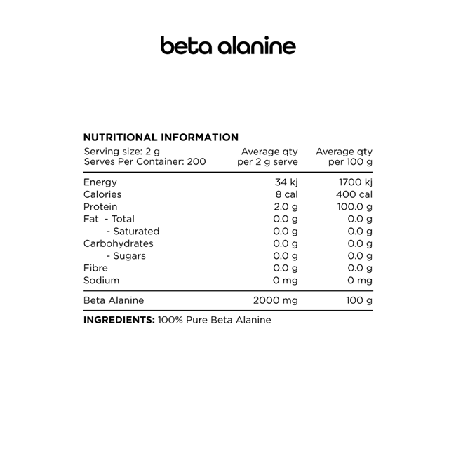 SWITCH NUTRITION BETA ALANINE - 200 SERVES - Bay Supplements