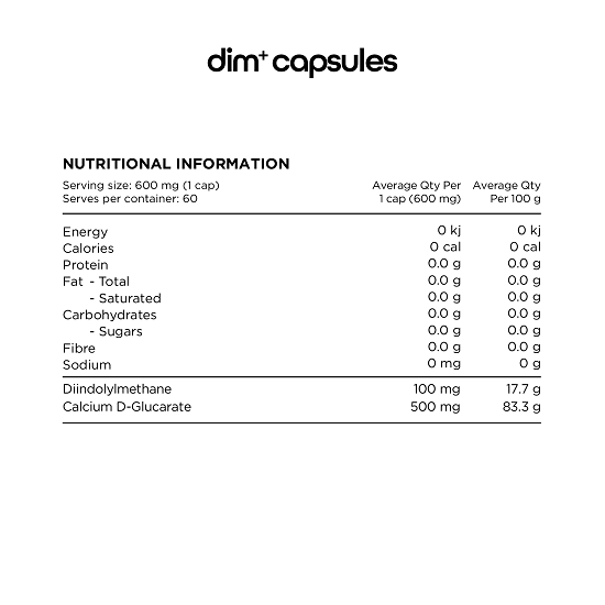 SWITCH NUTRITION DIM+ DIINDOLYLMETHANE 60 CAPSULES - Bay Supplements