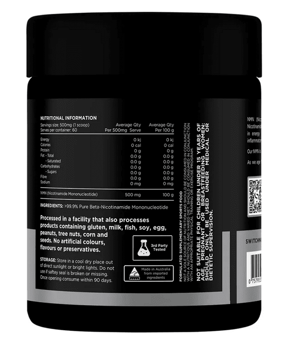SWITCH NUTRITION ESSENTIALS NMN POWDER 30G - Bay Supplements