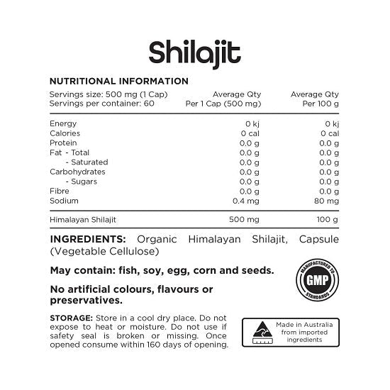 SWITCH NUTRITION ESSENTIALS SHILAJIT 60 CAPS - Bay Supplements - General Health - Detox & Cleanse - Mens Health