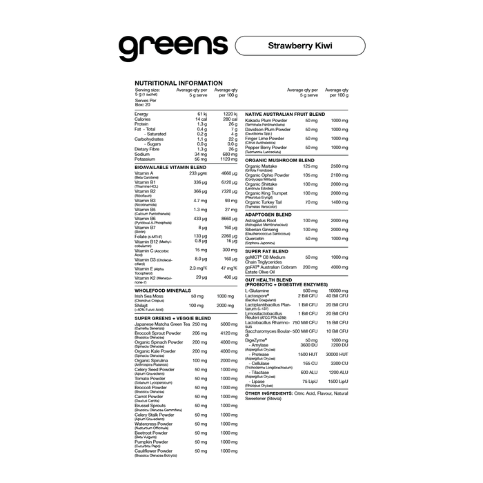 SWITCH NUTRITION GREENS 20 x 5G SACHETS - Bay Supplements