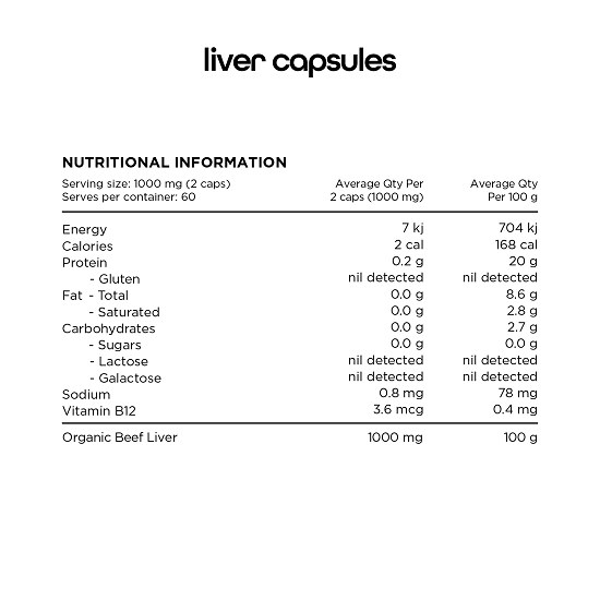 SWITCH NUTRITION ORGANIC BEEF LIVER 60 CAPSULES - Bay Supplements