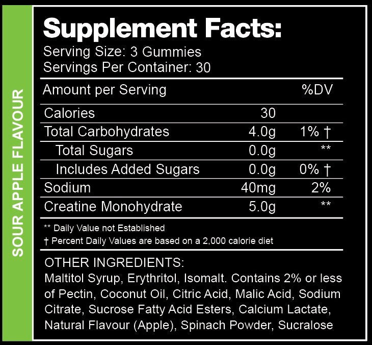 SWOLEYS SOUR CREATINE MONOHYDRATE GUMMY BEARS 30 SERVES - SOUR PEACH - Bay Supplements
