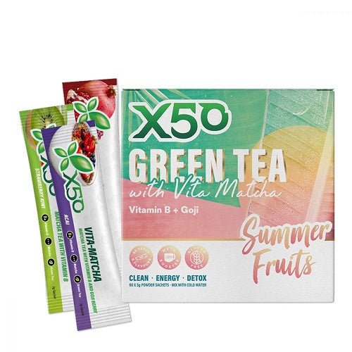 X50 GREEN TEA + VITA MATCHA SUMMER FRUITS 60 SERVES - Bay Supplements