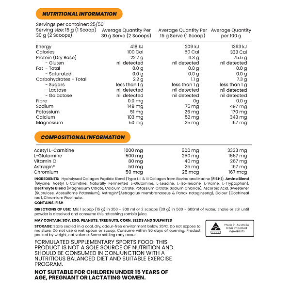 ZOMBIE LABS SHREDZ PROTEIN WATER 50 SERVES - Bay Supplements