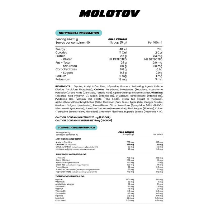 ZOMBIE LABS MOLOTOV THERMOGENIC 40 SERVES