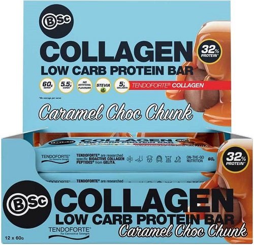 BSC COLLAGEN LOW CARB PROTEIN BAR BOX OF 12 - Bay Supplements