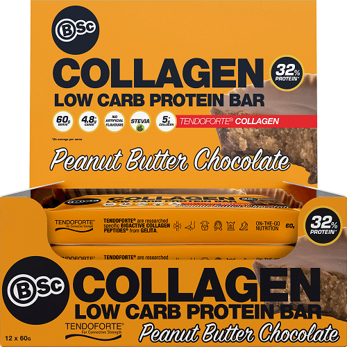 BSC COLLAGEN LOW CARB PROTEIN BAR BOX OF 12 - Bay Supplements