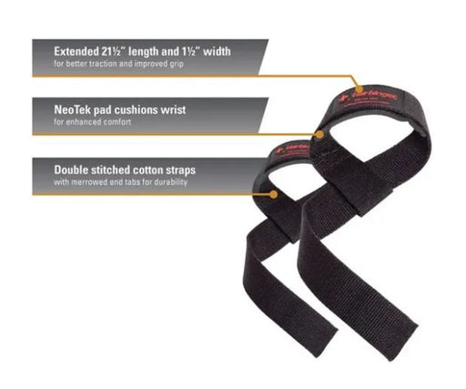 HARBINGER PADDED COTTON LIFTING STRAPS BLACK 21" - Bay Supplements