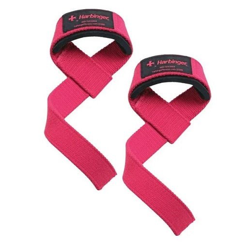 HARBINGER WOMEN'S PADDED COTTON LIFTING STRAPS PINK 21" - Bay Supplements