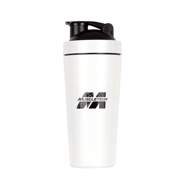 MUSCLETECH MATTE WHITE STAINLESS STEEL SHAKER - Bay Supplements