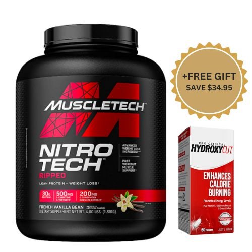 MUSCLETECH NITRO TECH RIPPED 4LB + FREE HYDROXYCUT PRO CLINICAL 60TABS - Bay Supplements