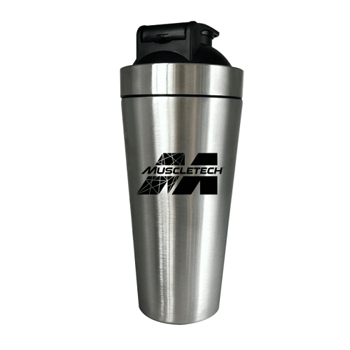 MUSCLETECH SILVER & BLACK STAINLESS STEEL 750ML SHAKER - Bay Supplements - Shakers