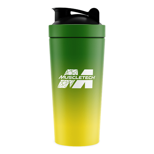 MUSCLETECH STAINLESS STEEL GREEN/YELLOW SHAKER - Bay Supplements
