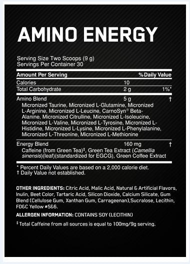 OPTIMUM NUTRITION AMINO ENERGY 30 SERVE - Bay Supplements