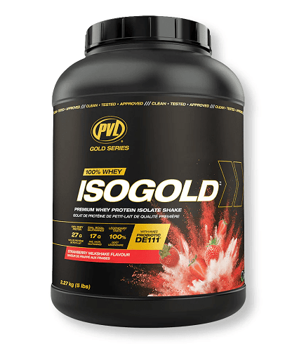 PVL 100% WHEY ISOGOLD - PREMIUM ISOLATE PROTEIN 5LB - Bay Supplements - Protein powder - Strawberry Milkshake - Lactose Free Protein