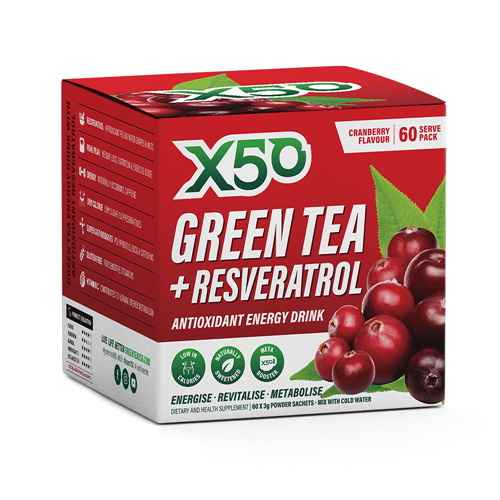 X50 GREEN TEA + RESVERATROL 60 SERVE - Bay Supplements